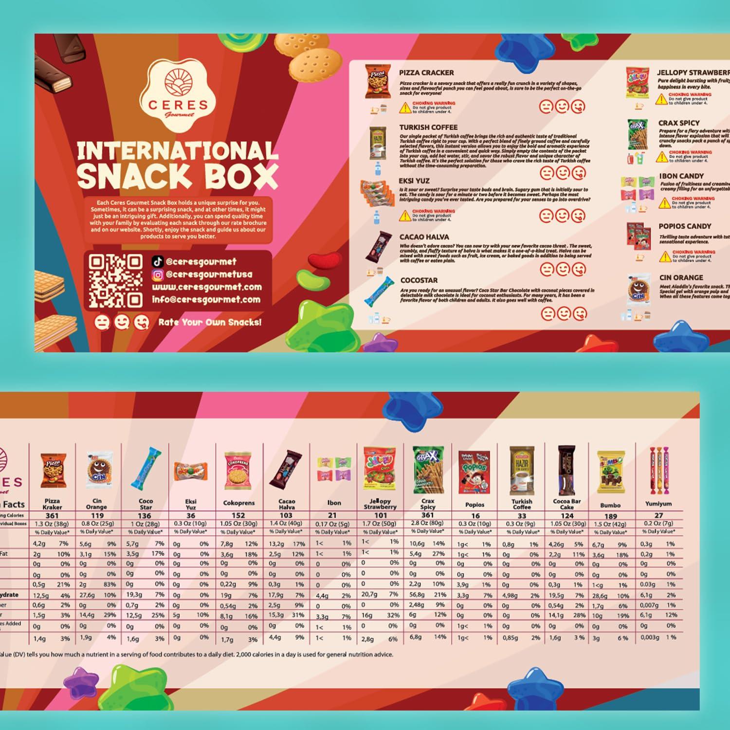 Ceres Gourmet International Snack Box Variety Pack, 12 Different Snacks with 15+ Pieces Count Premium Foreign Rare Snacks and Candies, Sweet & Sour Candy Pack for Christmas Thanksgiving or More