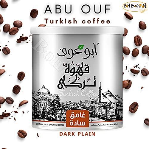 Abu Auf Abu Auf AbuAuf Oriental Original Turkish Coffee Cafe Arabic Arabian Arabica Ground Roasted Mud Coffee Plain Dark Roast (Plain Dark Roast 8.82 oz / 250 gm)