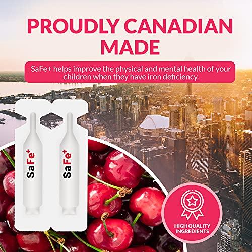 SaFe+ SaFe+ Liquid Iron for Children | Great Tasting Cherry Flavor | Easy to Use 20mg/2mL Iron per ampule | 30 Unit-Doses (2 ml Each) I Sugar Free & Allergen Free I Maintain Physical & Mental Wellbeing