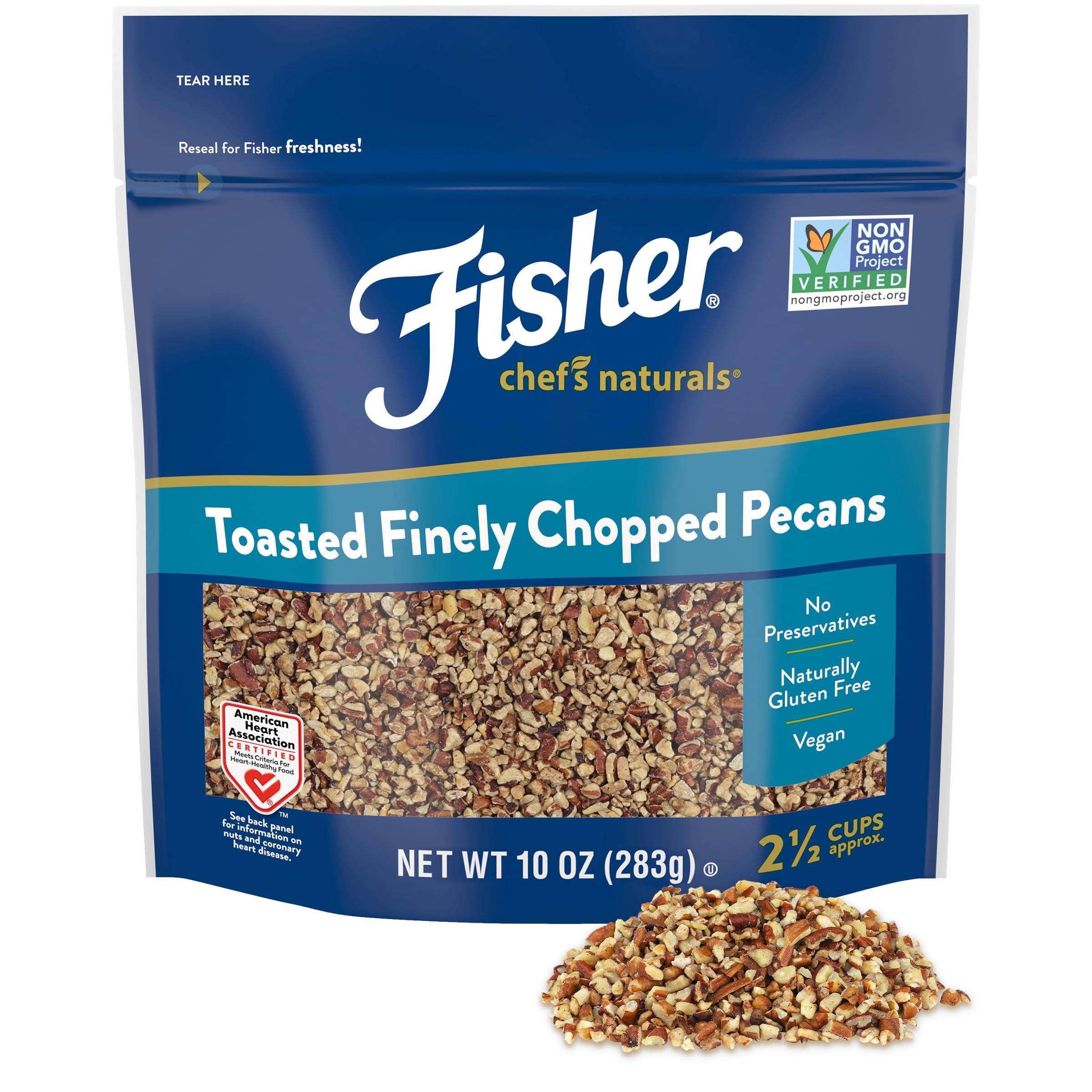 Fisher Fisher Chef\'s Naturals Unsalted Chopped Pecans 10 oz Resealable Bag, Unsalted Raw Nuts for Cooking, Baking & Snacking, Vegan Protein, Keto Snack, Gluten Free Raw Pecans, Chopped Pecan