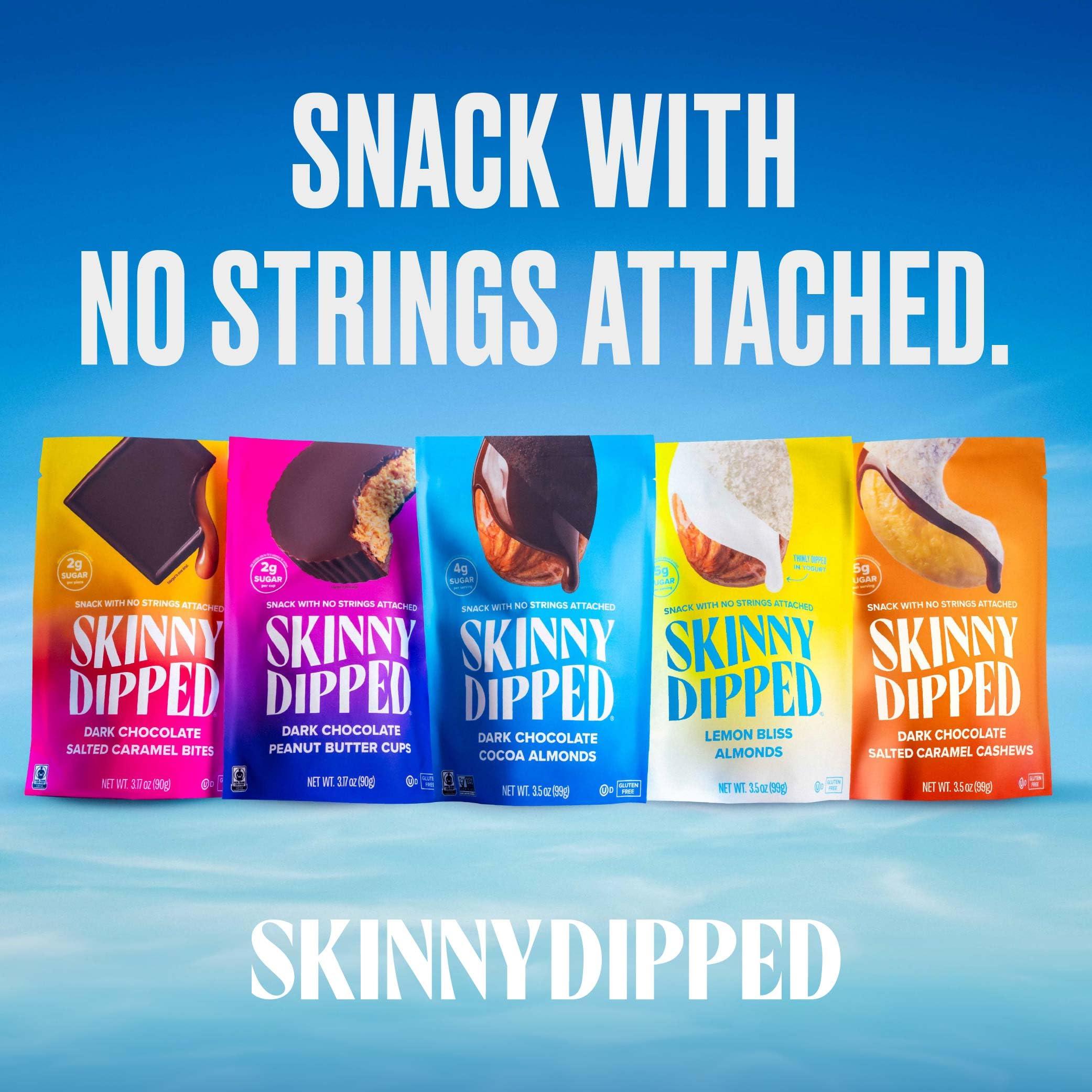 SKINNYDIPPED SkinnyDipped Lemon Bliss Yogurt Covered Almonds, Healthy Snack, Plant Protein, Gluten Free, 0.46 oz Mini Bags, Pack of 24