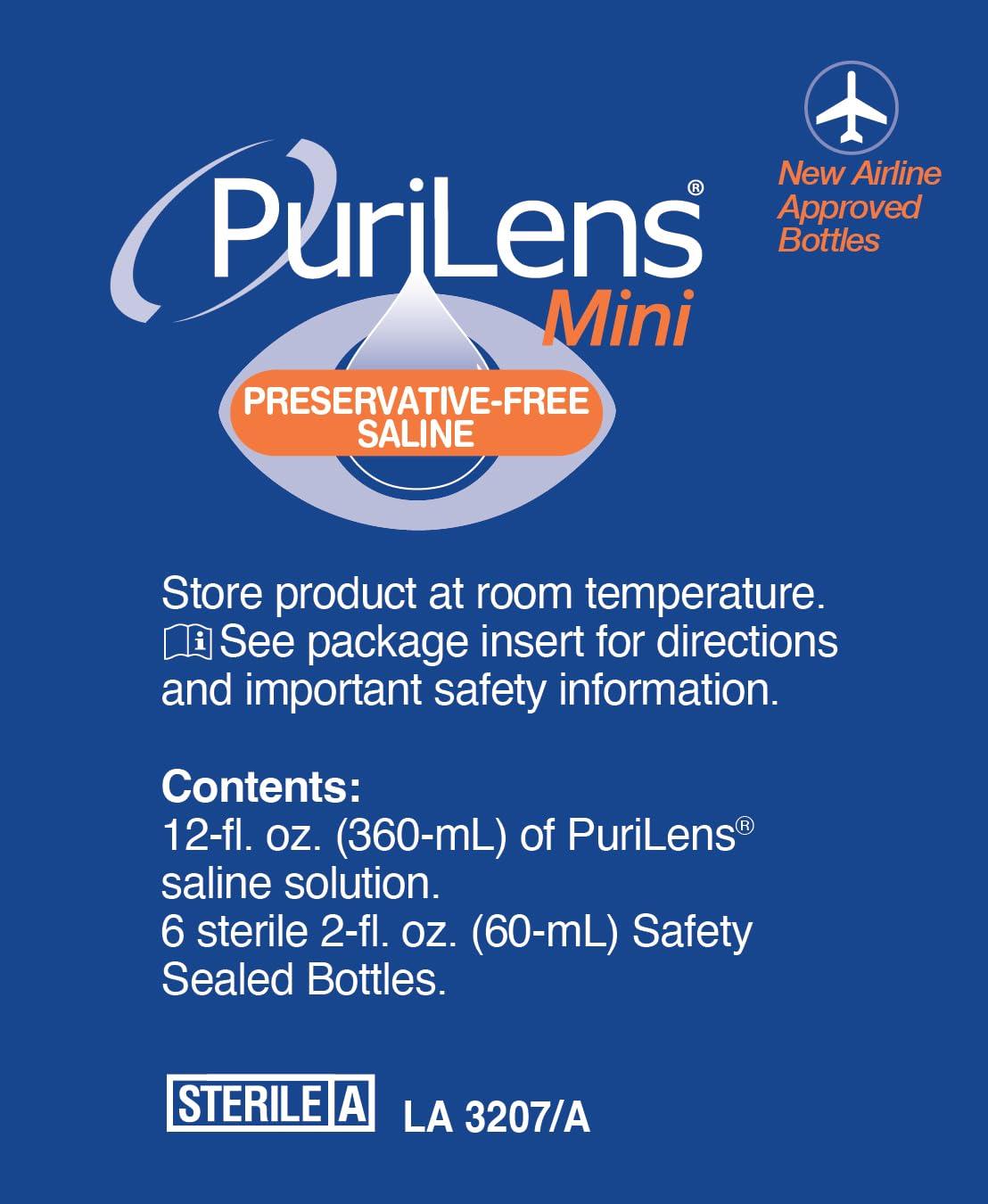 Purilens Purilens Mini Preservative-Free Contact Lens Saline 60ml (2 fl. oz.) 6 Pack