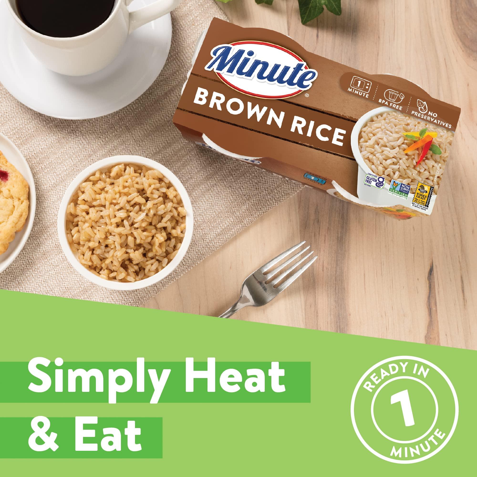 Minute Minute Ready-to-Serve Brown Rice, Microwavable Rice Cups, 4.4-Ounce Cups, 2 Count, (Pack of 8)