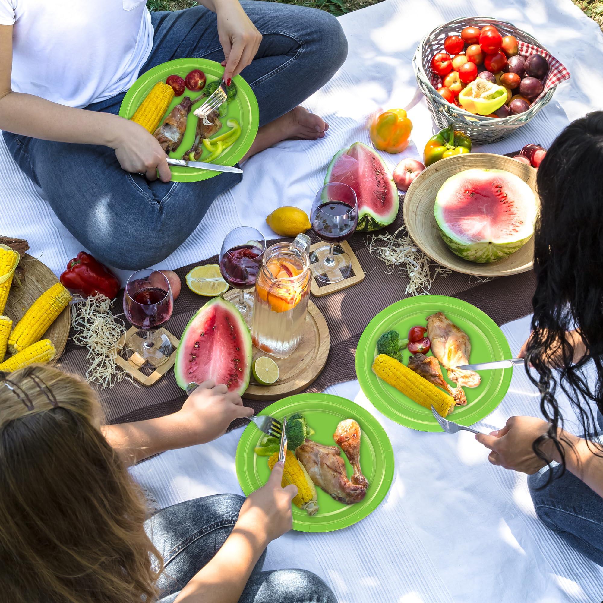 QZYL QZYL 50 PCS Disposable Paper Plates, 9 Inches Dinner Paper Plates Set, Lime Green Heavy Duty Paper Plates, Round Paper Plates for Daily Use Picnic Anniversary Birthday St Patricks Day Party Supplies