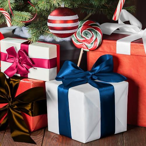 Xioabre Blue Ribbon for Christmas Tree 1 Inch 25 Yards Ribbon for Gift Wrapping, Navy Blue Ribbon Blue Christmas Ribbon Perfect for Hair Ribbon Bow Flower Bouquet Halloween Balloon Ribbon Gift Ribbon