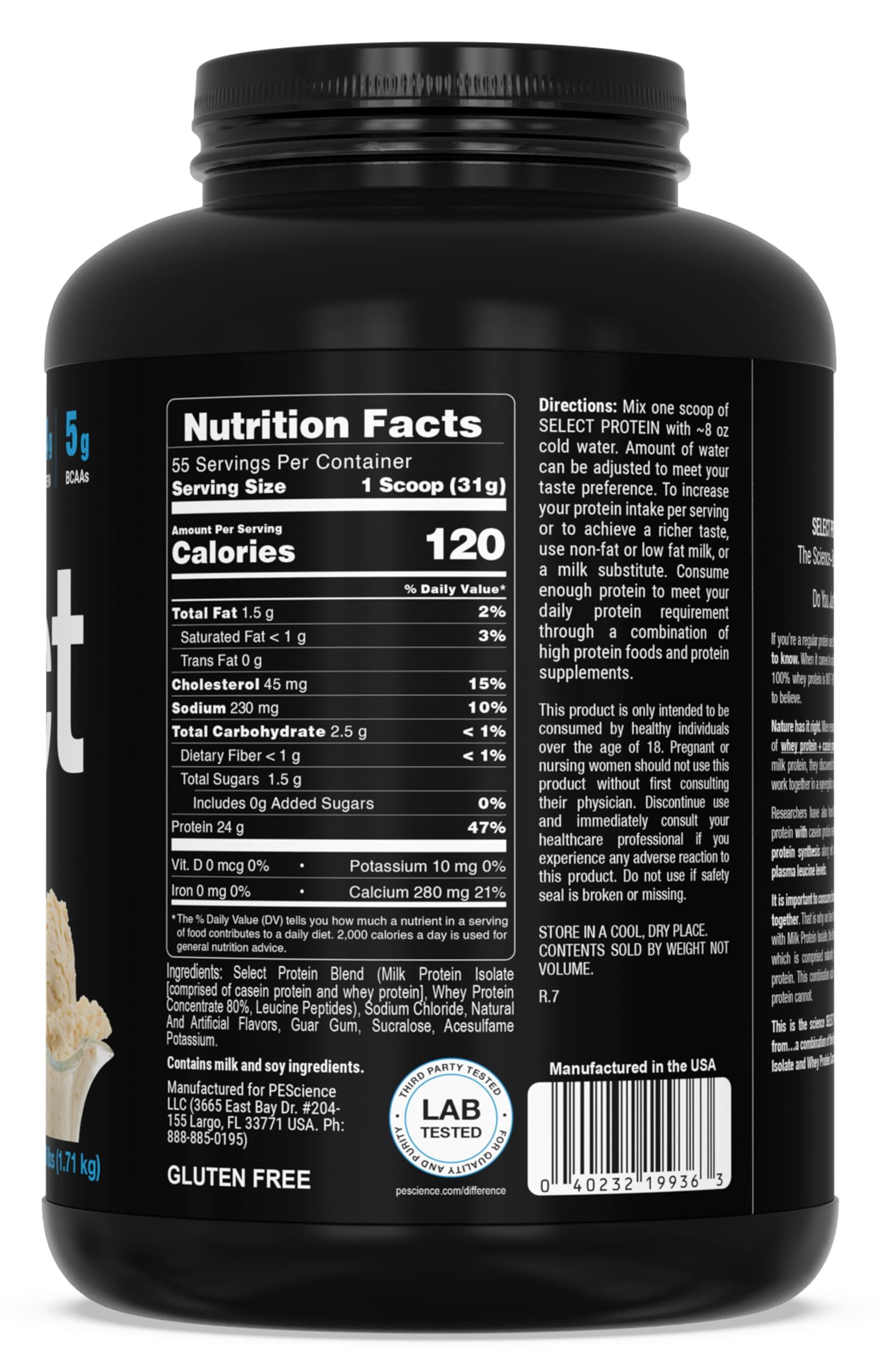 PEScience PEScience Select Low Carb Protein Powder, Gourmet Vanilla, 55 Serving, Keto Friendly and Gluten Free