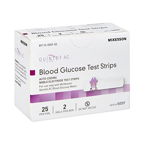 McKesson McKesson QUINTET AC Blood Glucose Test Strips - Auto Coding, Noble Electrode Strips, for Self-Testing and Point-of-Care Testing of Whole Blood Glucose, 50 Strips, 1 Pack