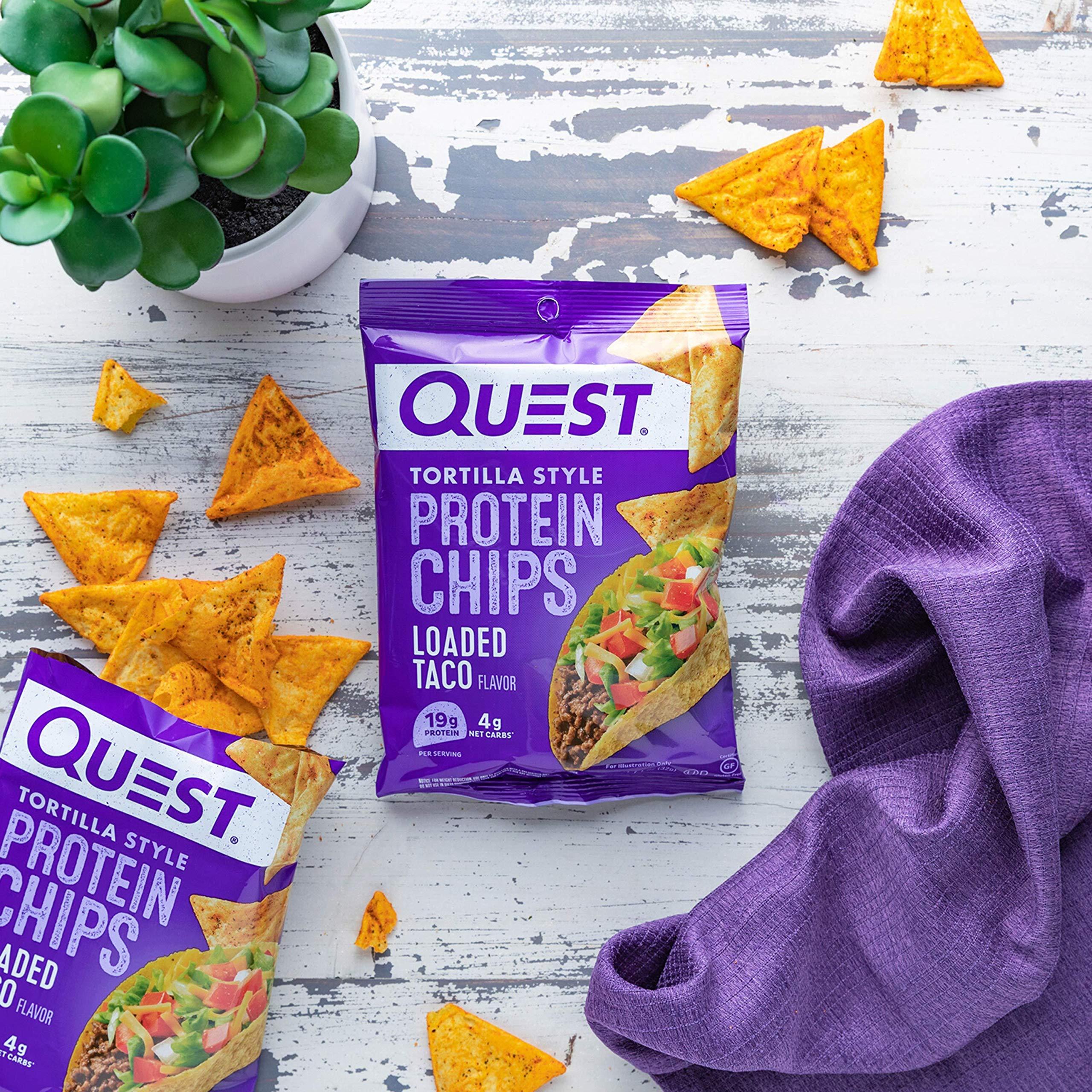 Quest Nutrition Quest Tortilla Protein Chips, Loaded Taco, Gluten Free, Baked, 12 Pack & Peanut Butter Protein Cookies, High Protein, Low Carb, 12 Count