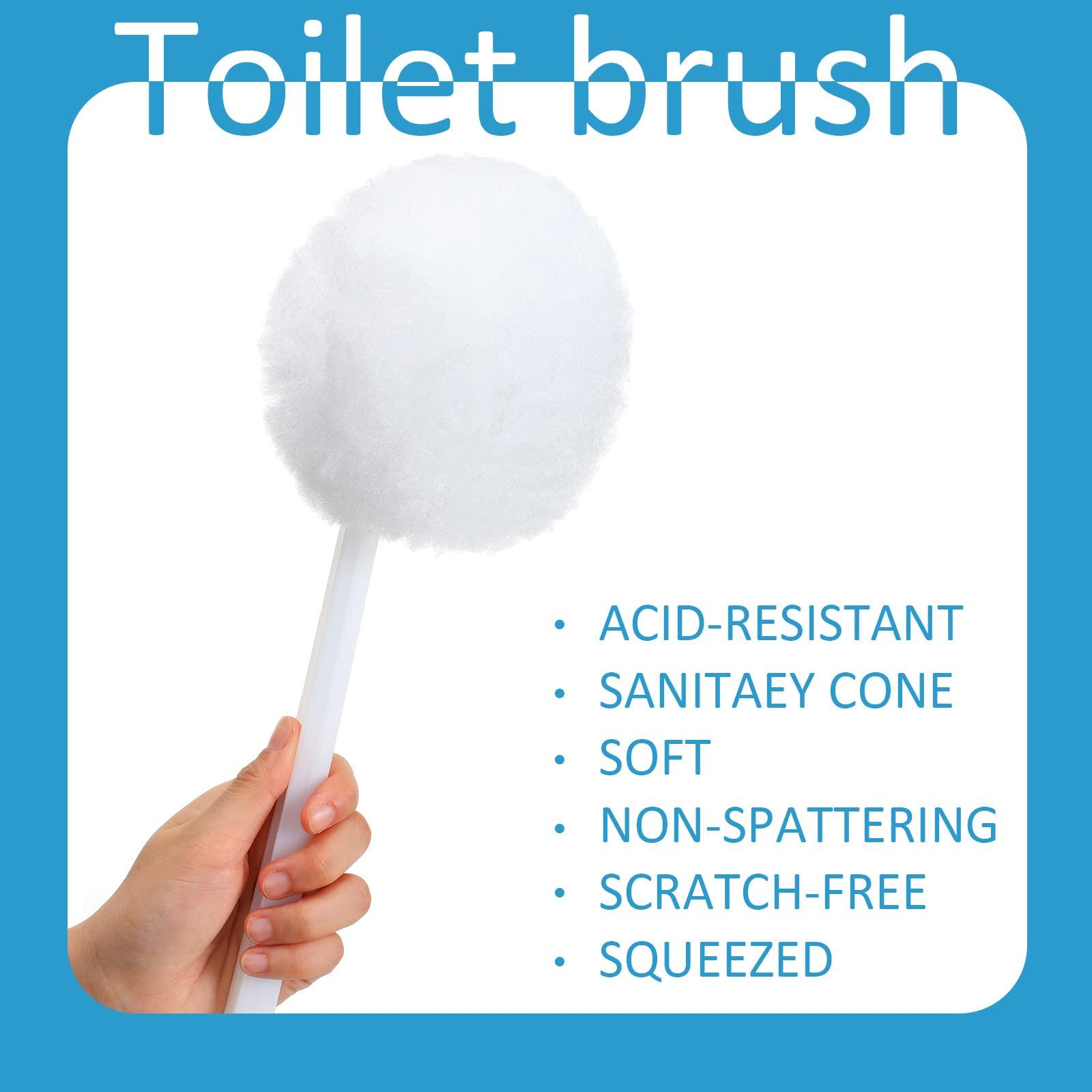 Eaasty 20 Pack Toilet Bowl Brush White Soft Swab Toilet Bowl Cleaners Disposable Toilet Brush Long Plastic Handled Toilet Bowl Mop with Silk Cotton Brush for Bathroom Toilet Bowl, 11 x 4.3 Inch