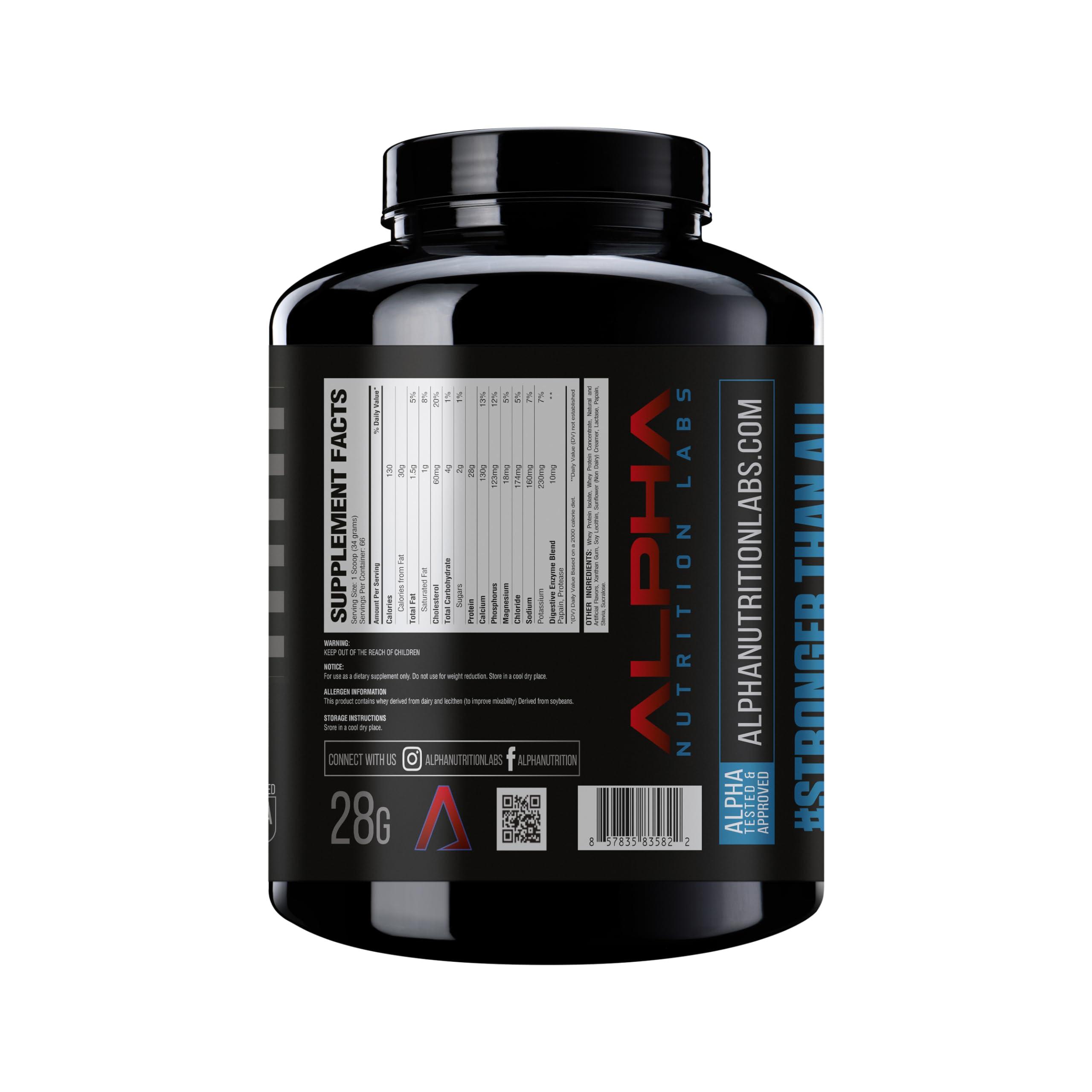 Alpha Nutrition Labs Alpha Nutrition Labs Whey Isolate Protein Powder - Vanilla Flavor, 28g of Protein, Low Carb, Keto-Friendly