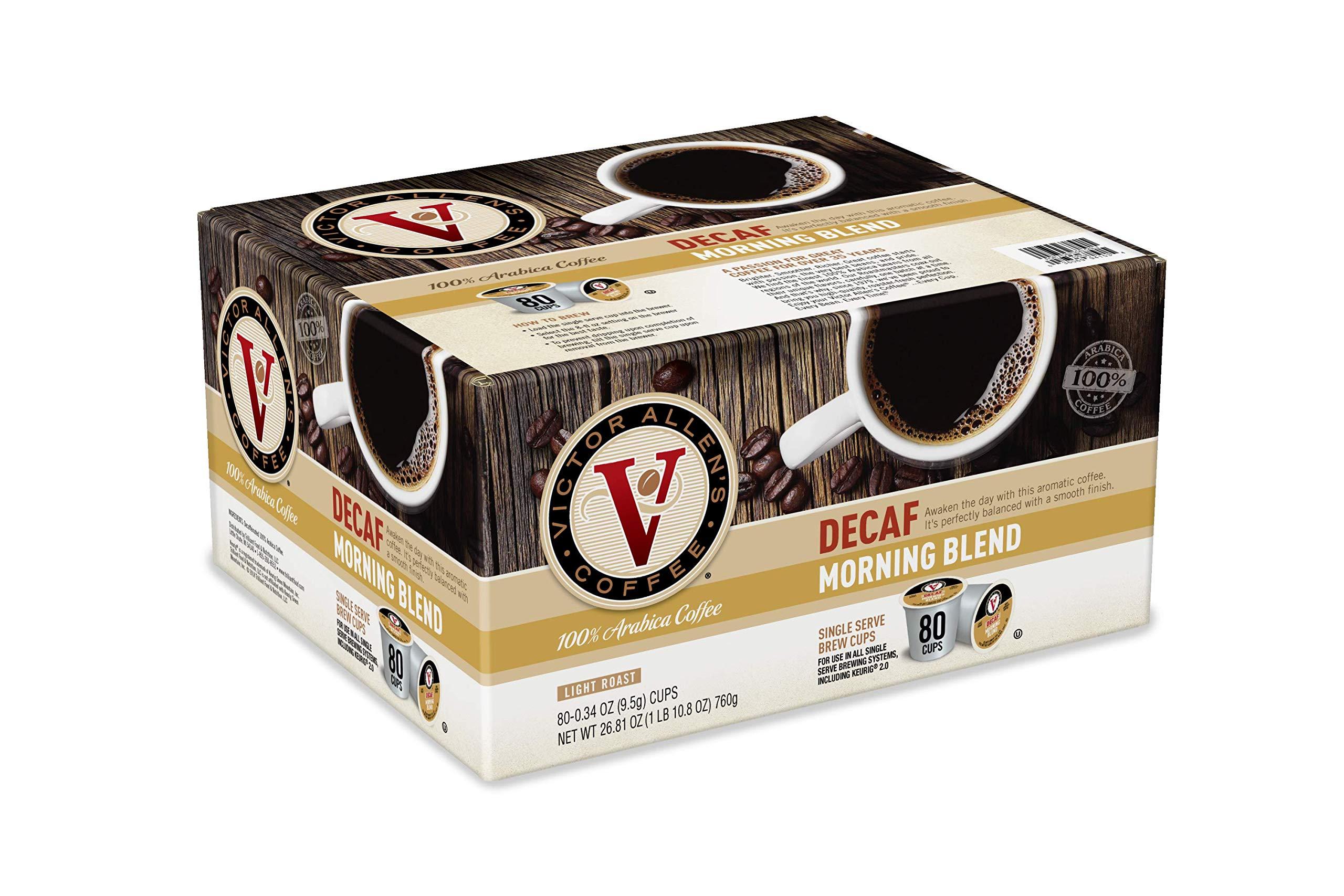 Victor Allen Victor Allen\'s Coffee Morning Blend and Decaf Morning Blend Coffee Pods for Keurig (80 Count)