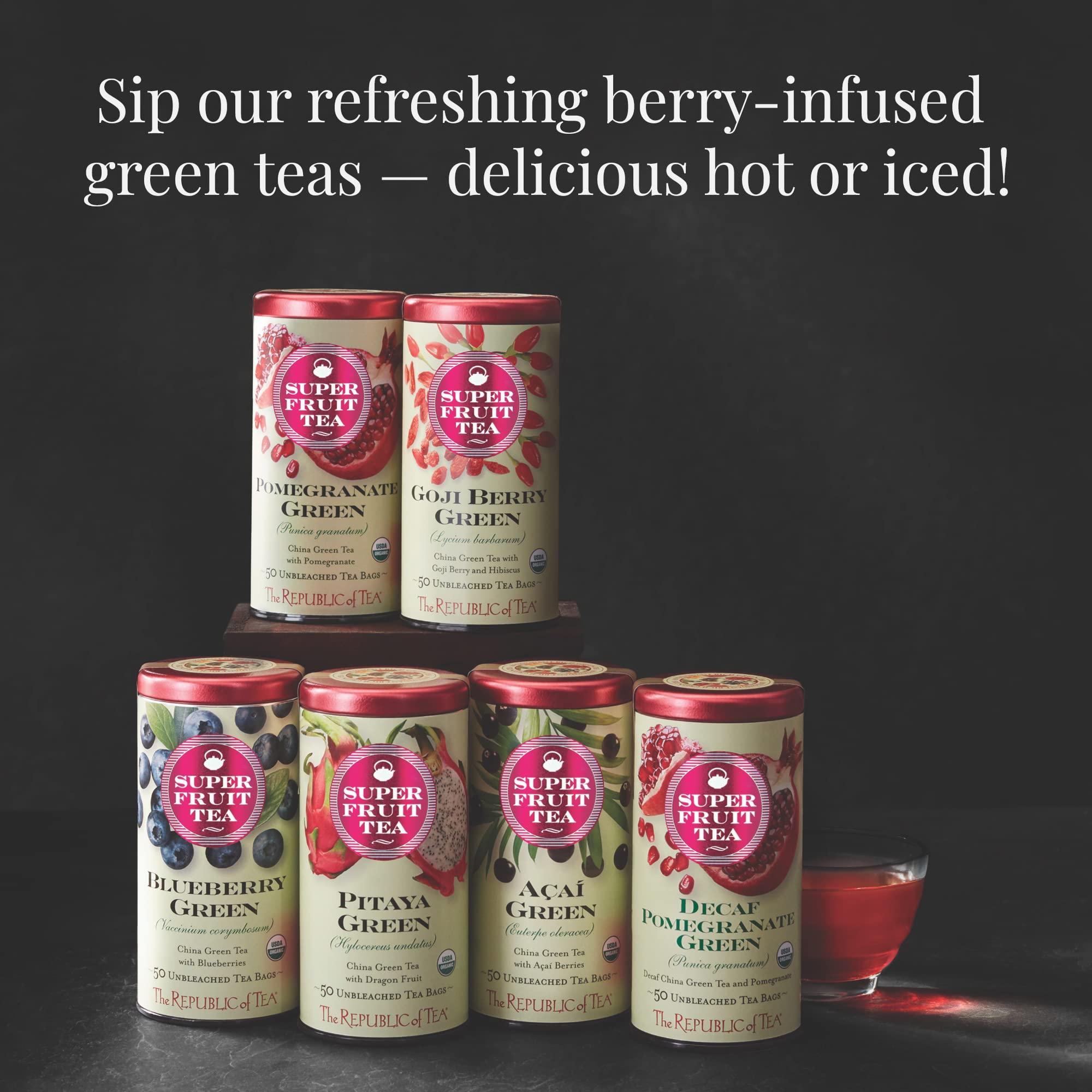 The Republic of Tea The Republic of Tea Organic Blueberry Green Superfruit Tea, 50 Tea Bag Tin
