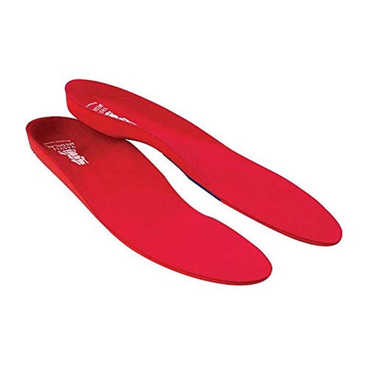 Vasyli Vasyli Custom Full Length Insoles, Red, Large, Heel Grid Reduces Slippage, Firm Density, Biomechanical Control, Fast & Effective Pain Relief, Treats Pronation, Built-In Rearfoot Varus Angle