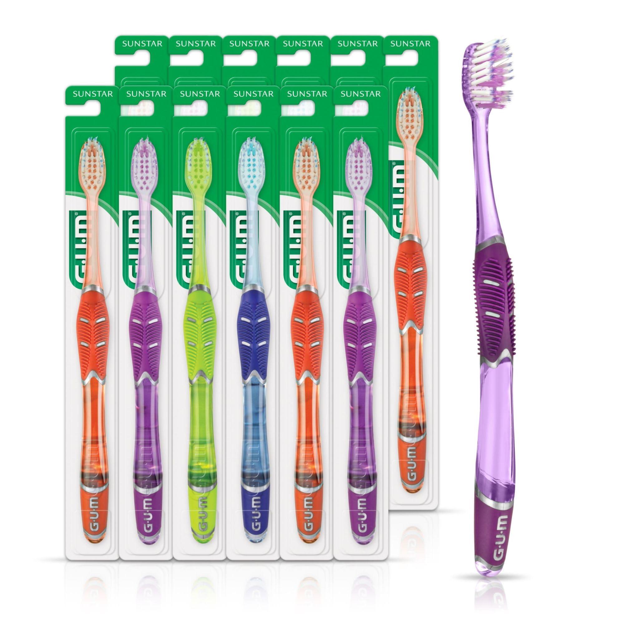 GUM GUM Technique Deep Clean Toothbrush - Compact Soft - Soft Toothbrushes for Adults with Sensitive Gums - Extra Fine Bristles, 1ct (12pk)