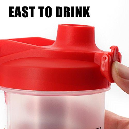 HOOPLE HOOPLE 24 OZ Mixers Protein Mixing Bottle Smoothies Shaker Mix Powders Shaker Bottle BPA and Phthalate-Free Plastic Leak Proof Bottle Loop Top Twist Cap Shaker (24oz-red)