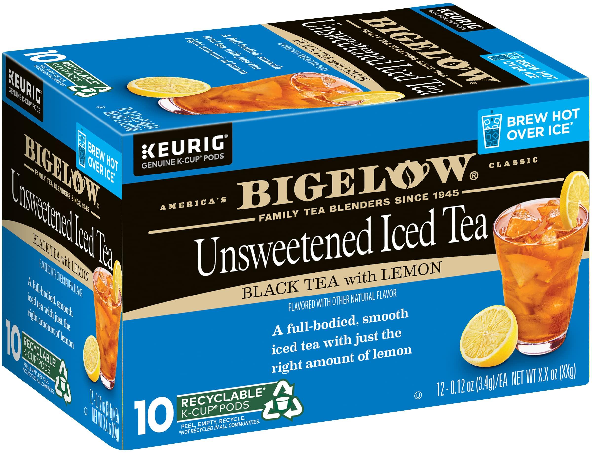 Bigelow Tea Bigelow Unsweetened Iced Black Tea with Lemon K Cups Pods, 10 Count (Pack of 6), 60 K Cup Pods Total
