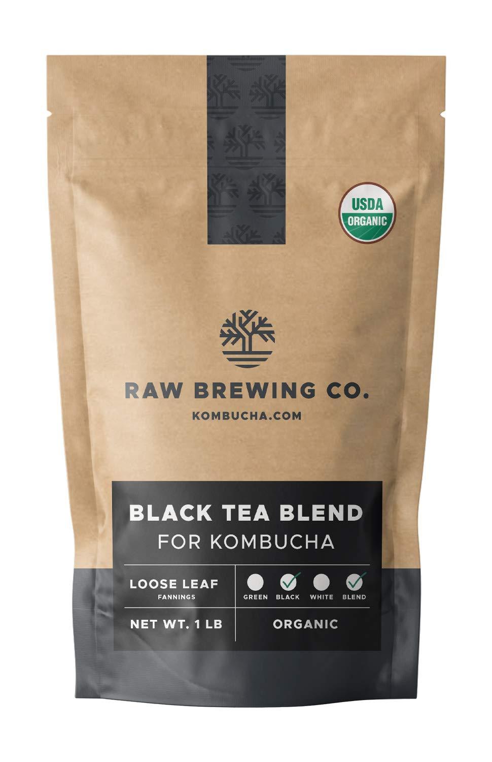 Raw Brewing Company Kombucha.com Certified Organic Loose Leaf Tea - Kombucha Brewing Blends (Black Tea Blend, 1 Pound + 100 XL FILTER BAGS)
