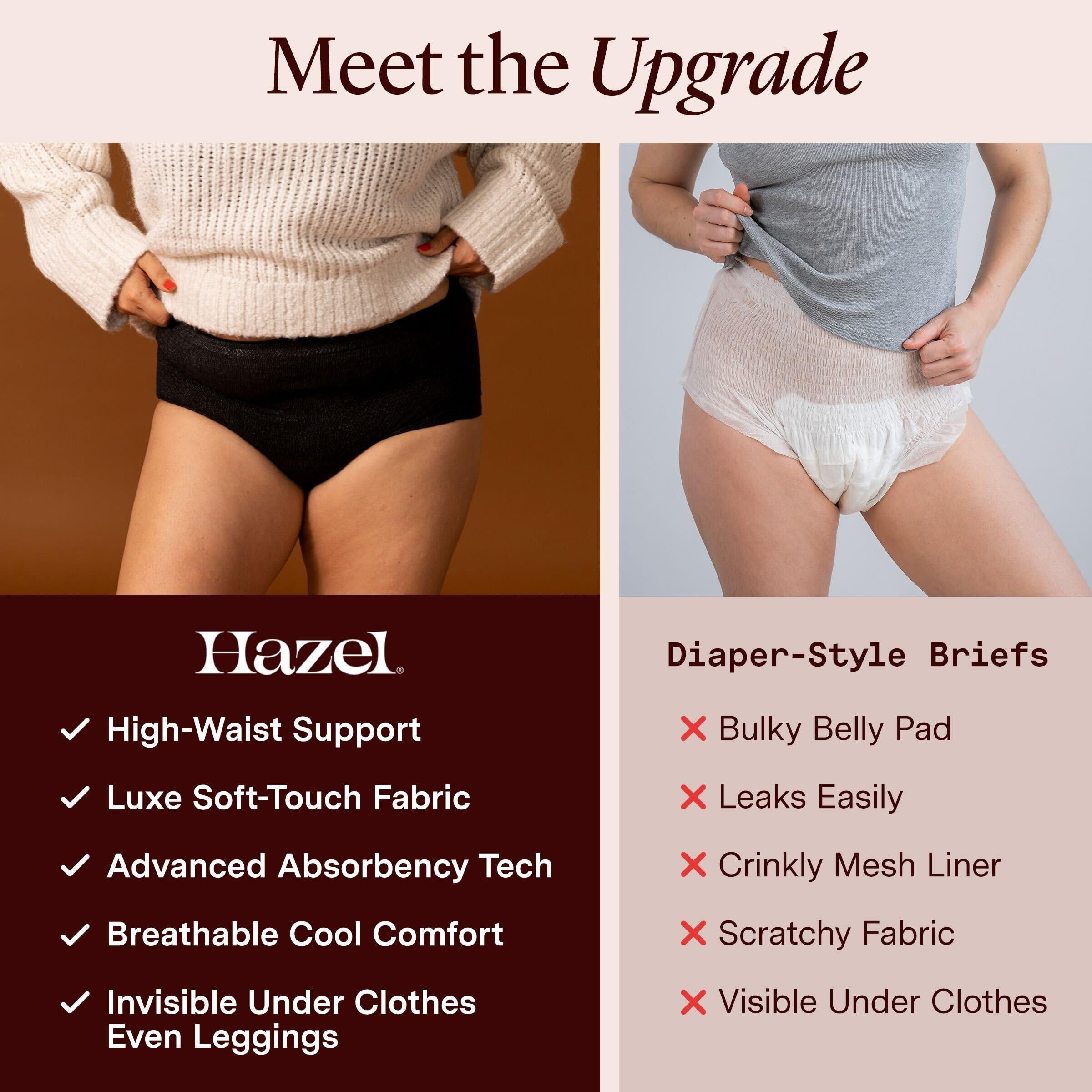 Hazel Hazel High-Waist Pull-Ups Disposable Womens Underwear, Black, Large, 10 Counts, Pack of 1