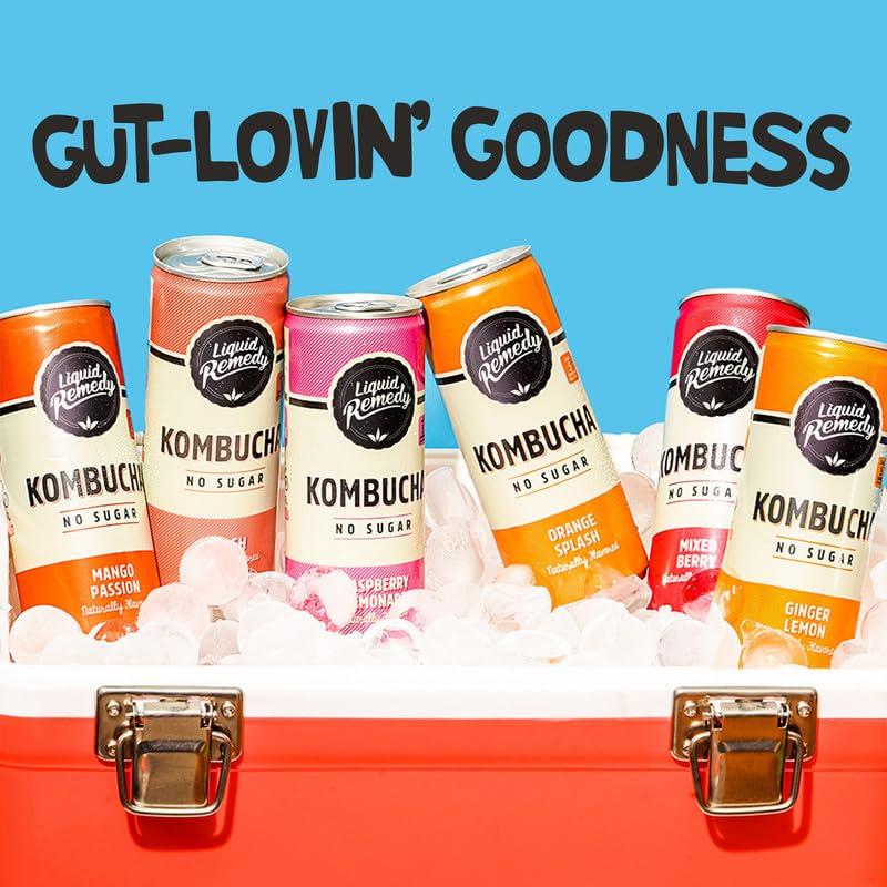 REMEDY Kombucha Liquid Remedy Kombucha Sugar Free Organic Drink, Low Calorie, Probiotic Like Tea for Gut Health - Super Sampler Variety Pack - 8.5 Fl Oz Can, 24-Pack