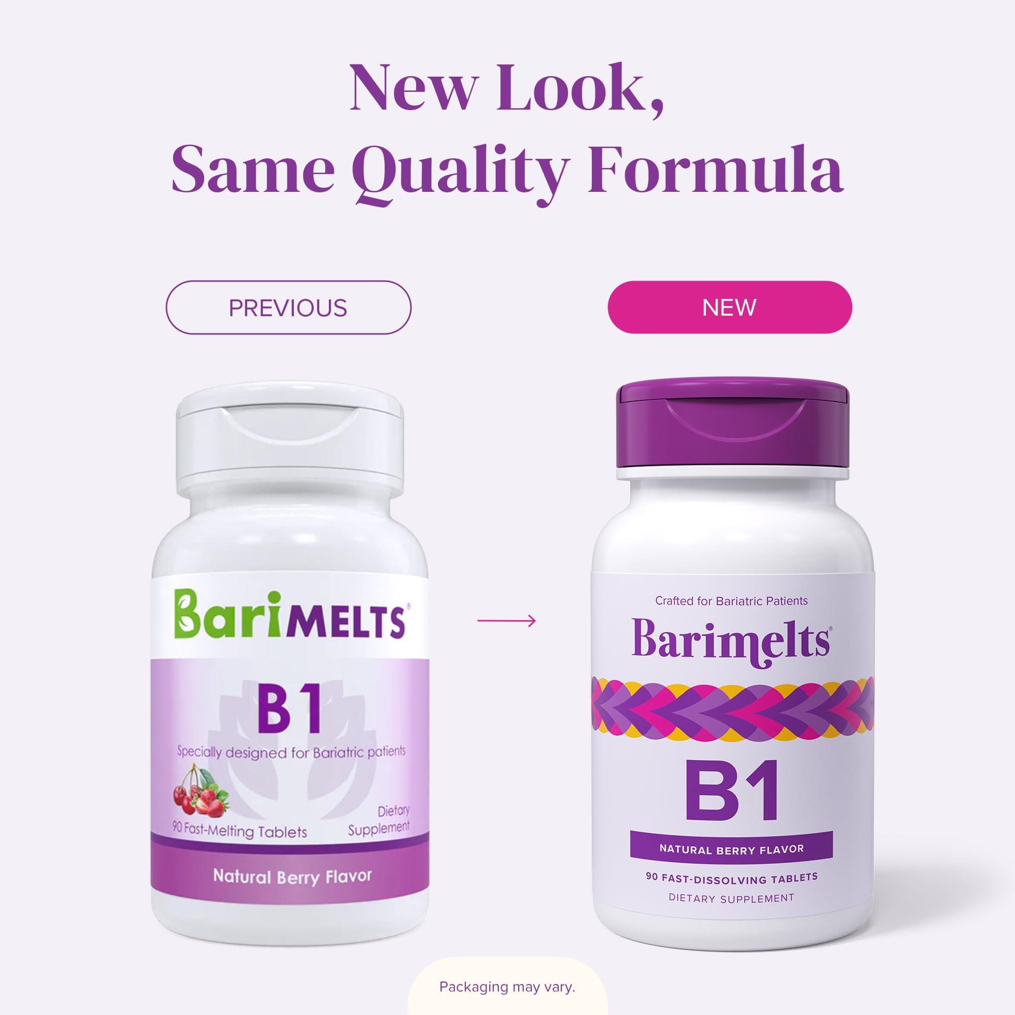 BariMelts Barimelts Vitamin B1-90 Fast-Dissolving Tablets (3-Month Supply) - Sugar-Free Bariatric Vitamins for Women, Natural Berry Flavor