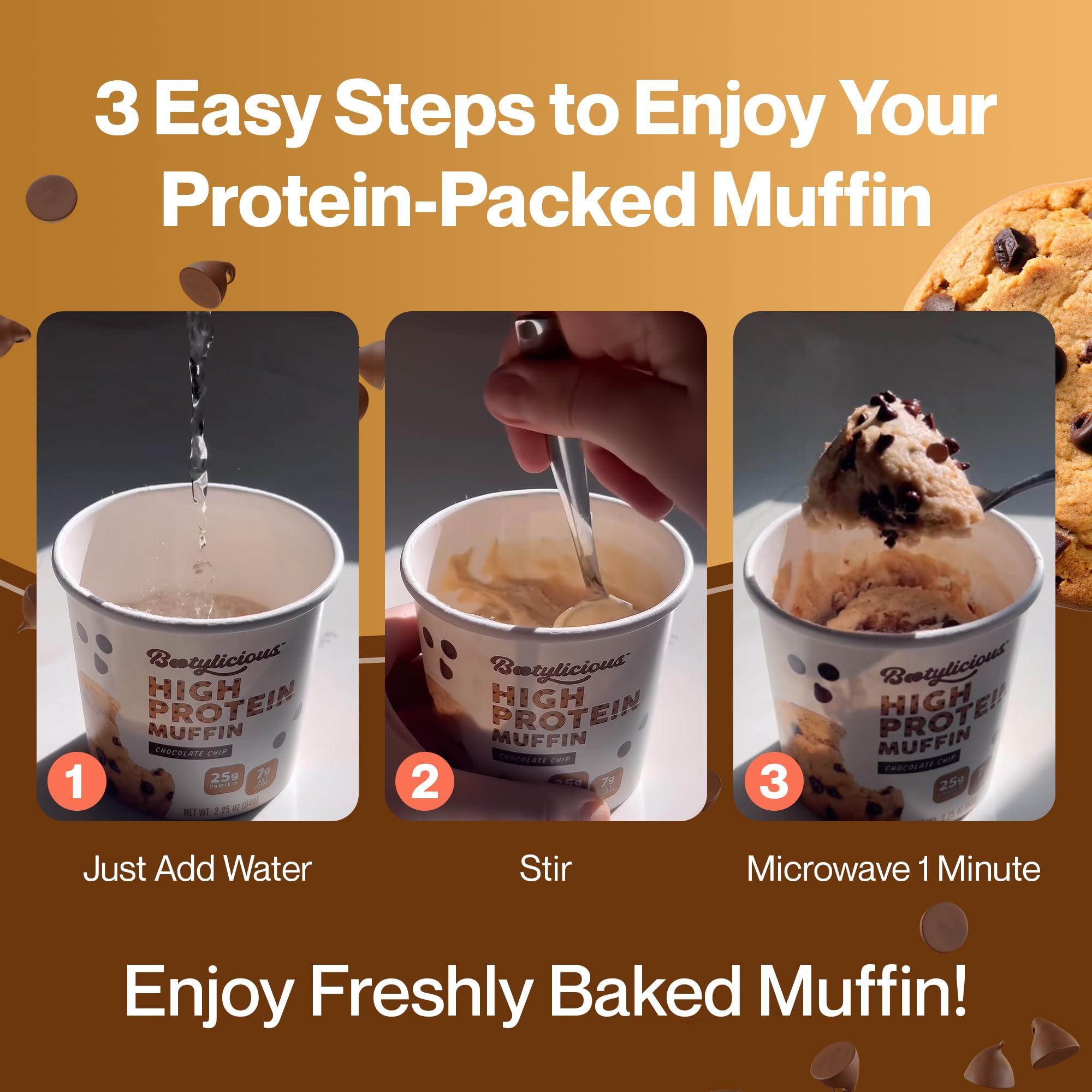 Bootylicious Bootylicious | High-Protein Muffin | 25g Protein, 7g Net Carbs, 1.86-1.76oz Cup, 12-Pack (Variety Pack)