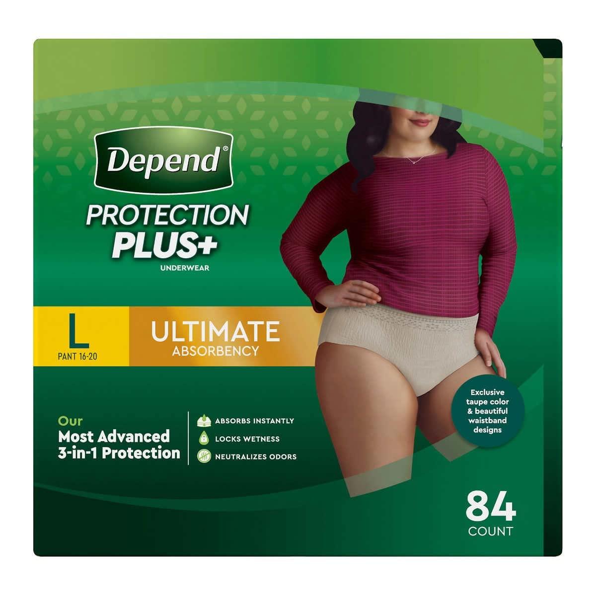 Depend Depend Protection Plus Ultimate Underwear for Women, Large (84 Count)