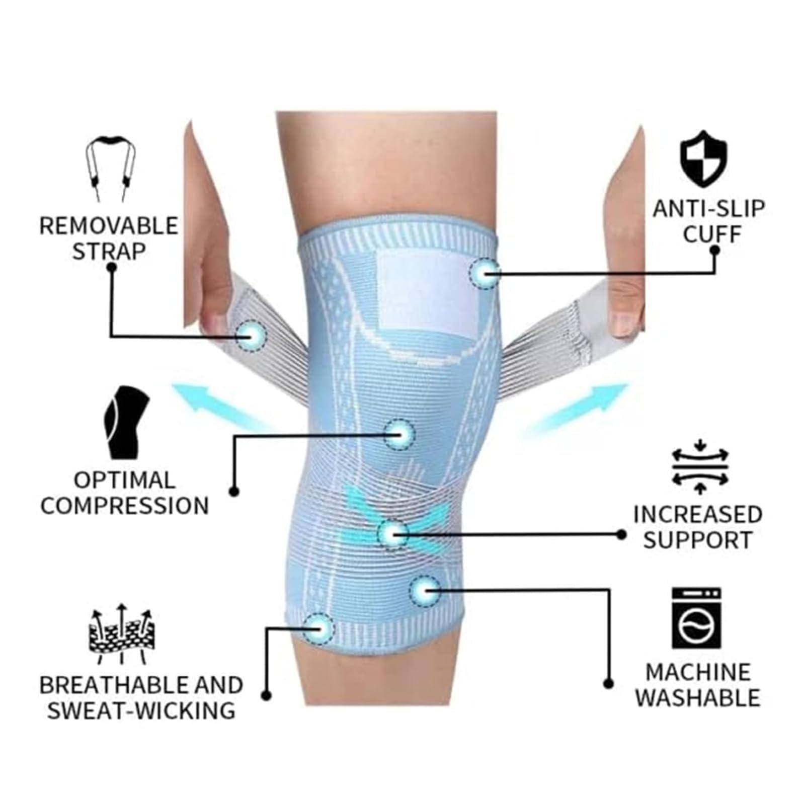 Vlrbfl Vlrbfl Converselyt Knee Compression Sleeve Knee Brace, Converselyt Compressa Knee Sleeve, Converse Lyte Knee Compression, Adjustable Knee Brace, Knee Brace for Men Women (Blue,Medium)