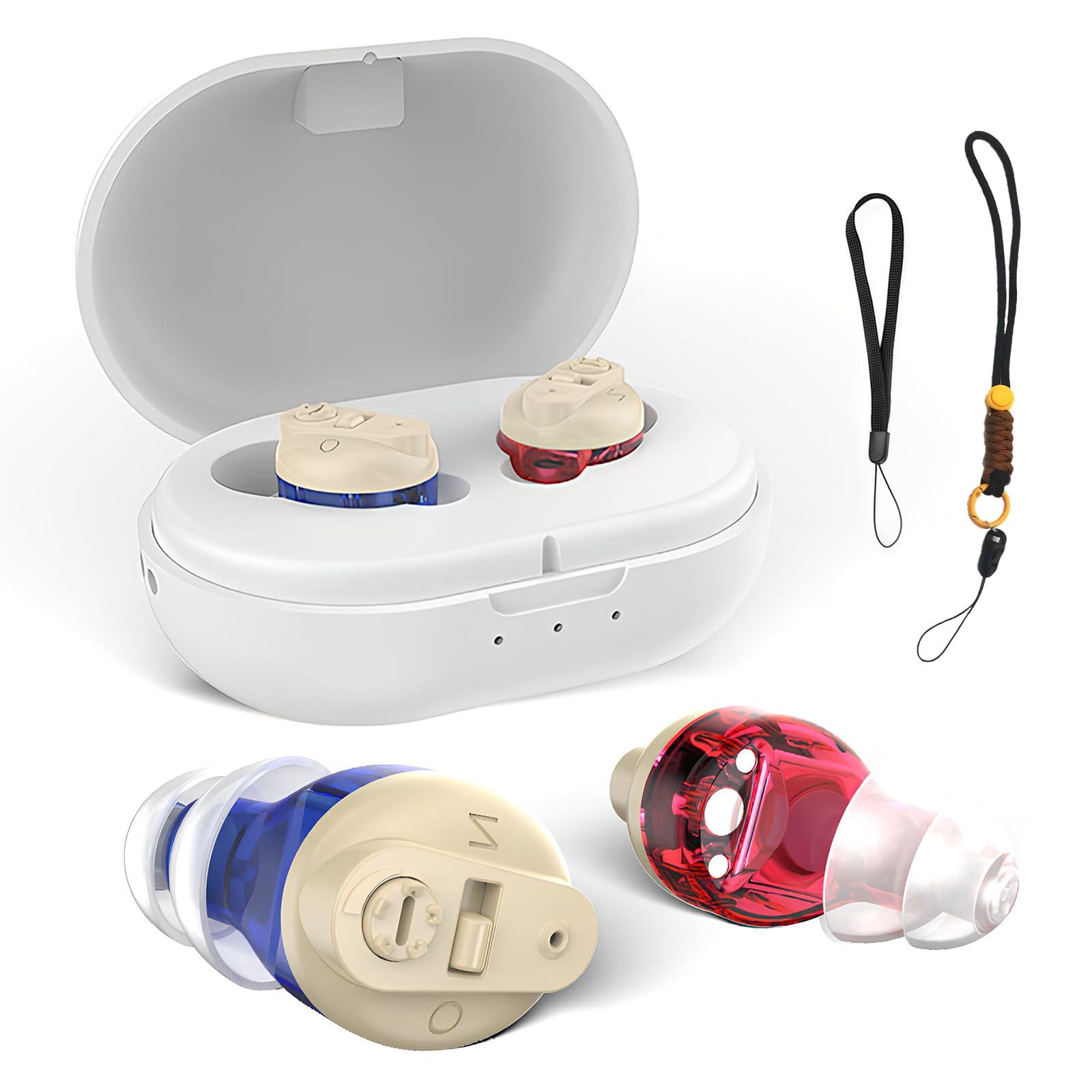 Tobocala Hearing Aids, Hearing Aids for Seniors Hearing Amplifier with Noise Cancelling, Mini Invisible OTC Hearing Aid for Adults Hearing Loss with Rechargeable Charging Case