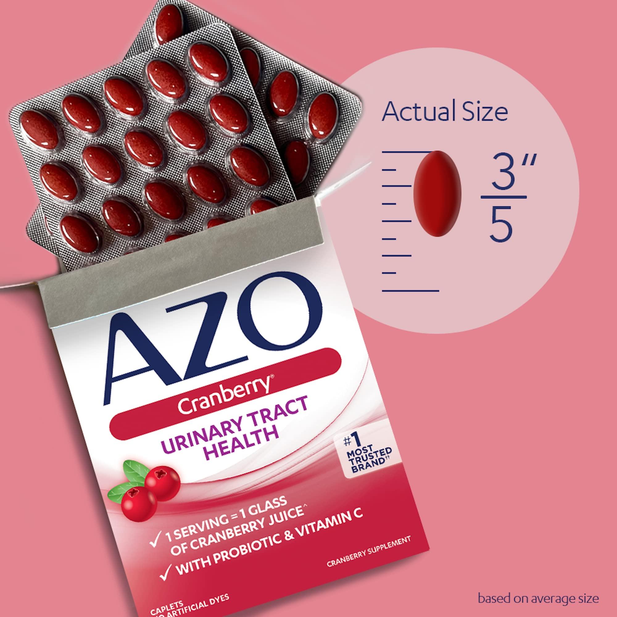 AZO AZO Cranberry Urinary Tract Health Supplement, 1 Serving : 1 Glass of Cranberry Juice, Sugar Free Cranberry Pills, 50 Count (Pack of 2)