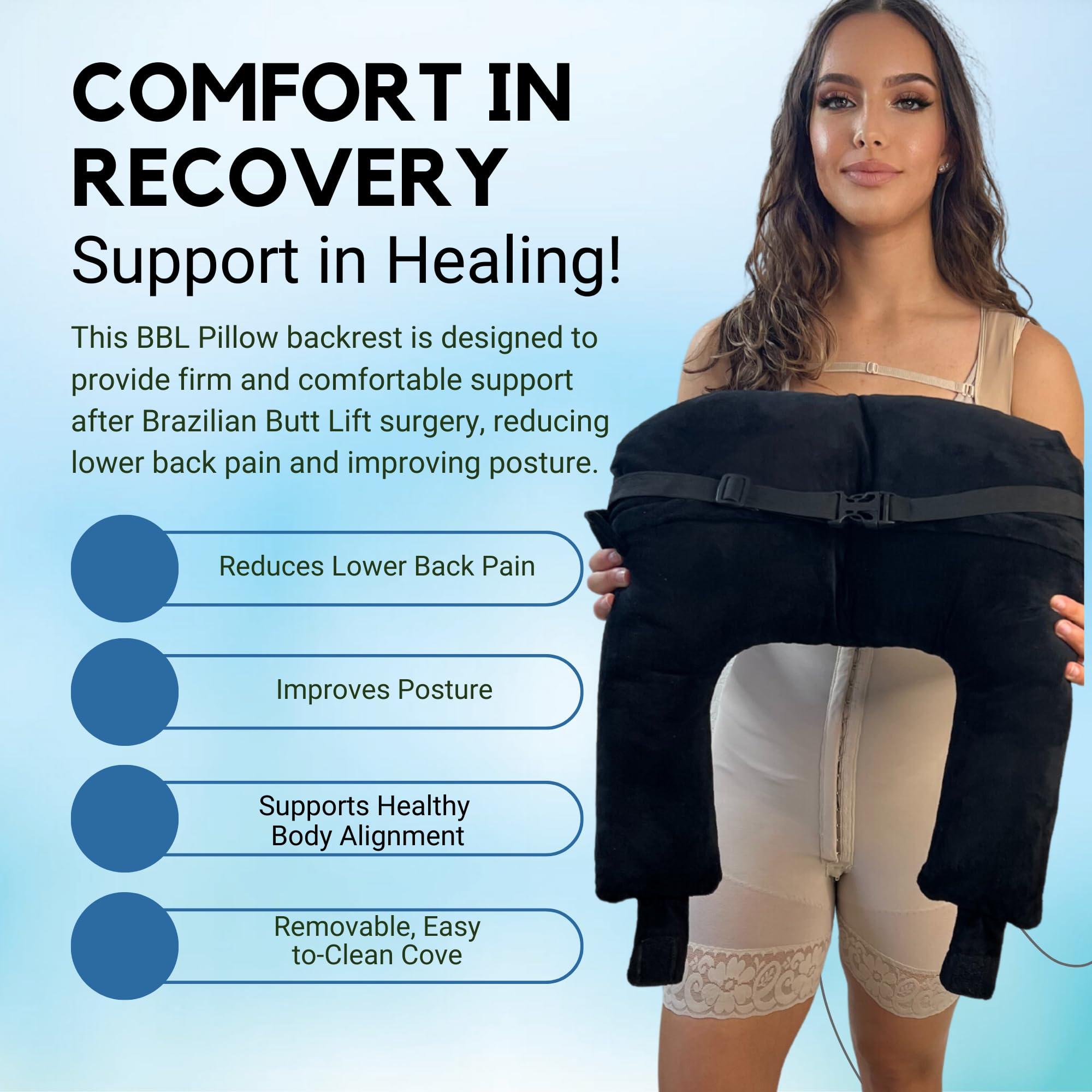 Ultra Comfort Brazilian Butt Lift Pillow After Surgery - Dr. Approved BBL Recovery Pillow w/Back Support Cushion for Post-Op Sitting + Cover Drawstring Bag | Comfortable & Easy to Carry for Home, Travel & Work