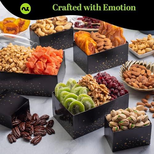 Nut Cravings NUT CRAVINGS Gourmet Collection - Get Well Soon Dried Fruit & Nuts Tower Gift Basket with Get Well Soon Ribbon (12 Assortments) Care Package Variety Tray, Kosher Snack Box