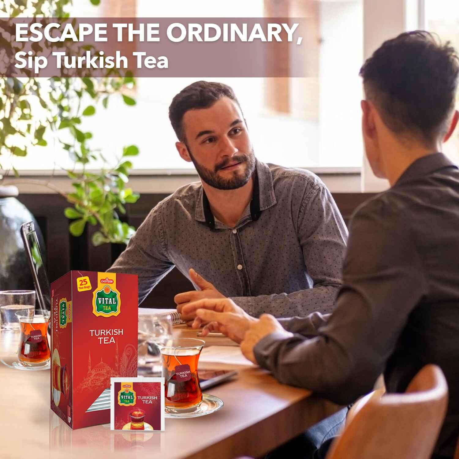 Eastern Vital Tea Turkish Tea Black, Count of 25 Black Tea Bags - Flavourful Taste of Black, Freshly Packed with Heritage Taste of Turkish Tea Bags, Aromatic Tea Beverages by Vital Products