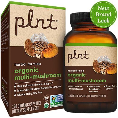 plnt plnt Organic Multi-Mushroom - Herbal Formula for Comprehensive Immune Support (120 Capsules)