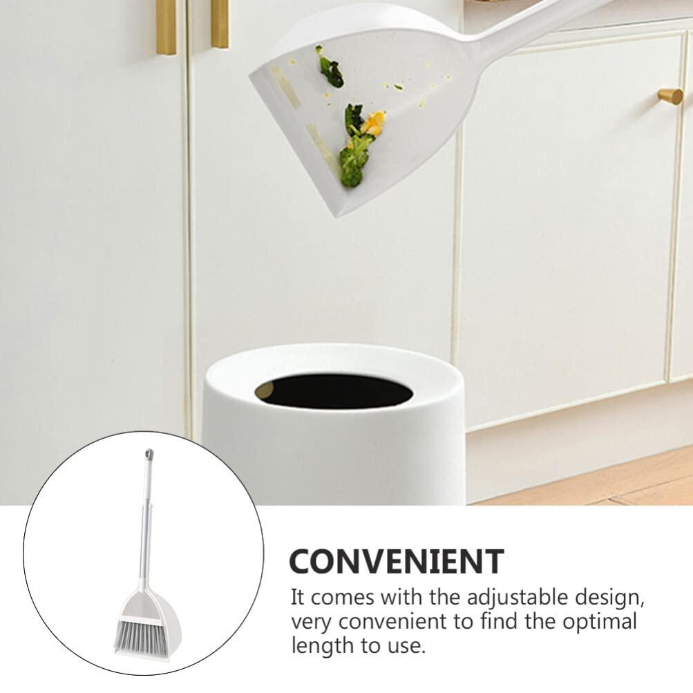 Ipetboom Dustpan Brush Set Mini Broom with Dustpan Little Housekeeping Helper Handle Upright Dustpan Floor Sweeping Tool for Home Office Shop Kitchen