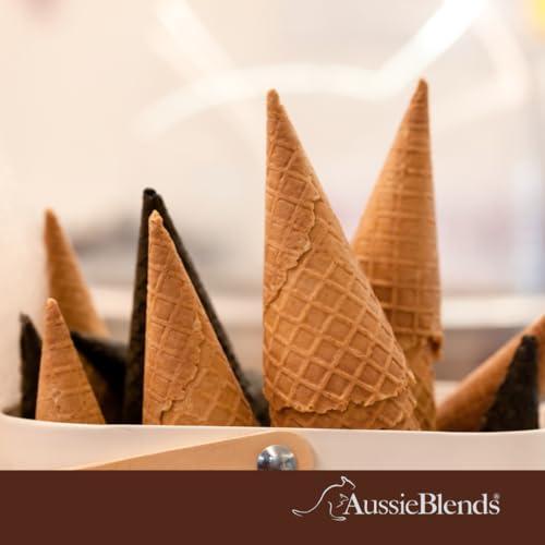 AussieBlends AussieBlends Waffle Ice Cream Cones Bulk For Soft Serve, Gelato, and Scooped Ice Cream, Waffle Cones Bulk, Belgian Chocolate Cone Flavor, 312 Count (Belgian Chocolate, Regular Size)