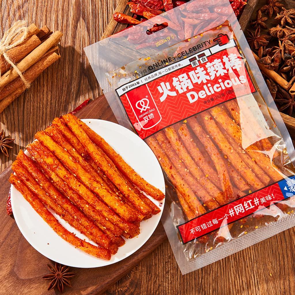 YMeijian latiao Hot & Spicy 4 Pack spicy stick Chinese Specialties Snacks (98g*4)