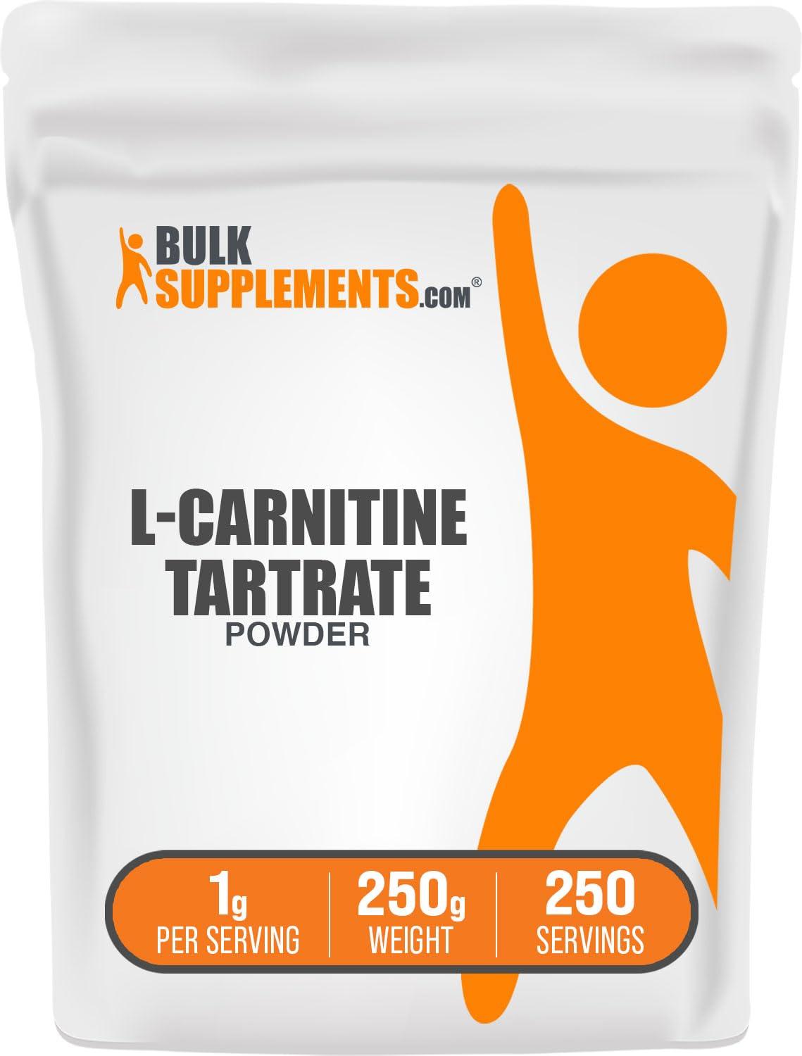 BulkSupplements BULKSUPPLEMENTS.COM L-Carnitine L-Tartrate Powder - Carnitine Supplement, L-Carnitine Tartrate, L Carnitine 1000mg - Amino Acids Supplement, Gluten Free, 1000mg per Serving, 250g (8.8 oz)