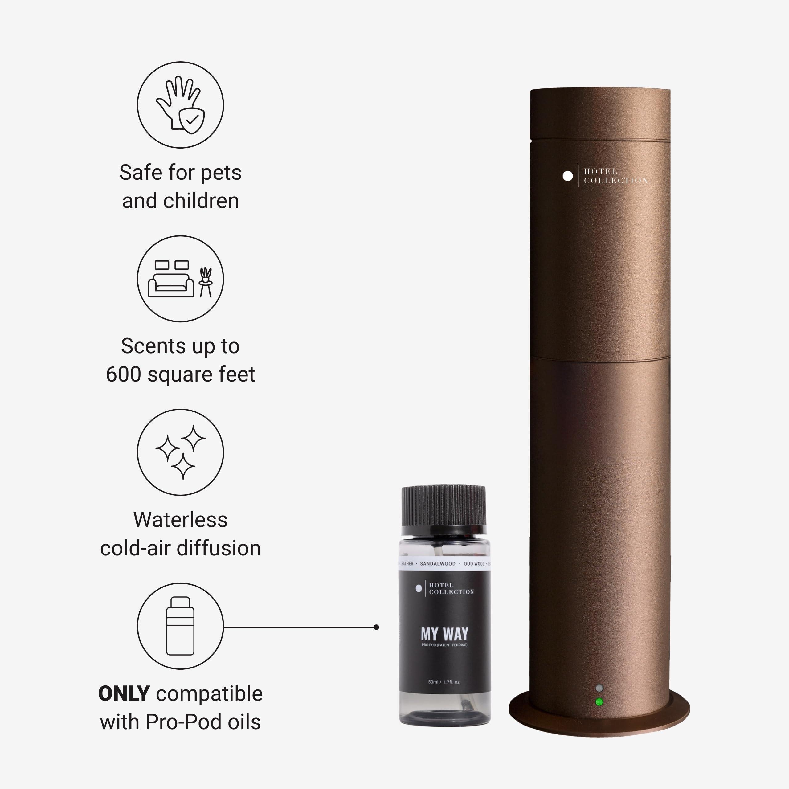 Hotel Collection Hotel Collection-Studio Pro Essential Oil Diffuser-600 sq ft Coverage-Cordless & Portable with Remote-Cold-Air Diffusion Technology-Air Freshener-Champagne-Works Exclusively with Pro Pod Bottles