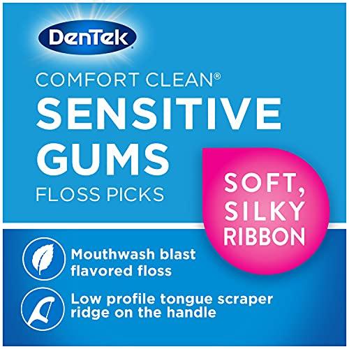 DenTek DenTek Comfort Clean Sensitive Gums Floss Picks, Soft & Silky Ribbon, 150 Count, 6 Pack