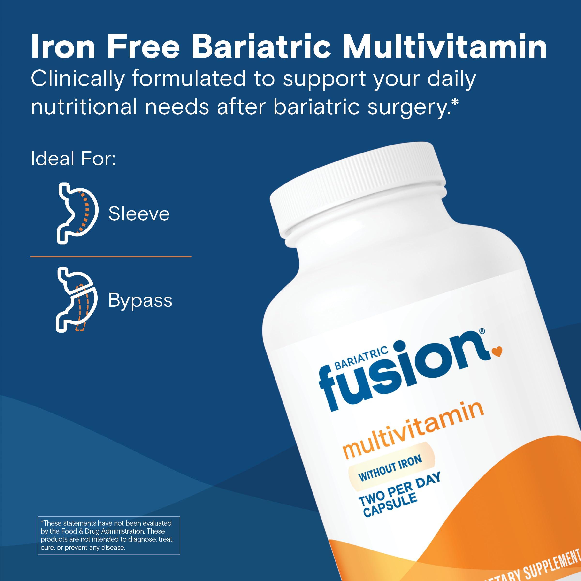 Bariatric Fusion Bariatric Fusion Bariatric Multivitamin Capsules Without Iron for Post Bariatric Surgery Patients Including Gastric Bypass and Sleeve Gastrectomy, 2 Capsules Daily, 1 Year Supply