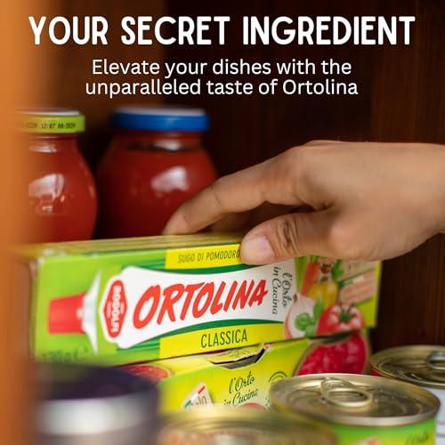 Rodolfi Tomato Paste Tube \"Ortolina\" Rodolfi Sauce, 130 gr (4.5 Oz) - Pack of 2, Authentic Italian Product with Fresh Tomatoes and Vegetables, Imported from Italy, Additive-free
