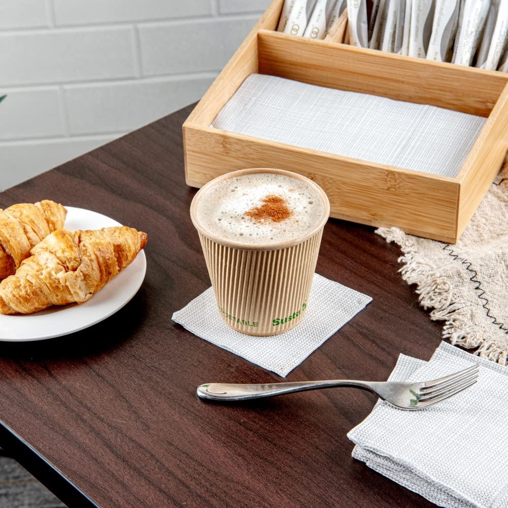 Restaurantware Restaurantware-Sustain 8 Ounce BPI-Certified Hot Cups, 500 Insulated Ripple Coffee Cups - Lids Sold Separately, Leakproof PLA Coating, Compostable Kraft Paper Cups, For Hot Or Cold Drinks