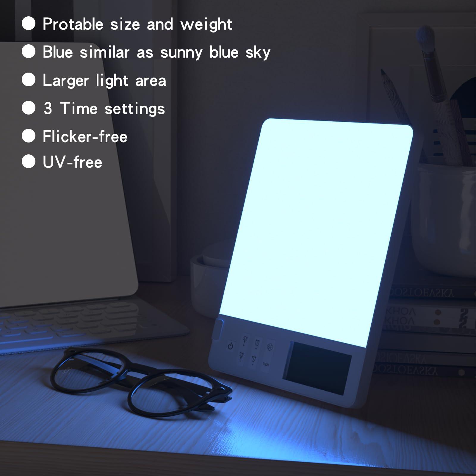 BAOMING BAOMING Light Therapy Lamp 10000 Lux Brightness-UV Free,Blue Lighting Improve sleep quality,Whit Lighting Imitation of sunlight,Display,4 Periods Timer Function,5 Levels Brightness Adjustment, 1-Pack