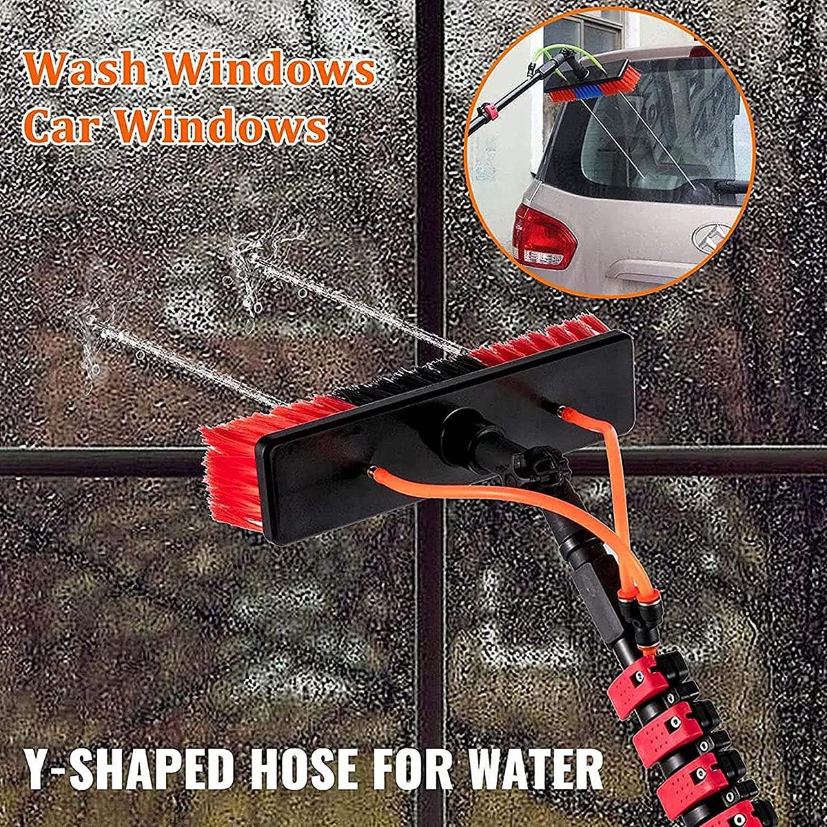WJYLM Water Fed Pole Kit, Water Fed Cleaning System, Outdoor Window Cleaner Window Cleaning Tool, w/Water Fed Telescopic Brush/Brush Window and Solar Panel Cleaning System,20FT/6M