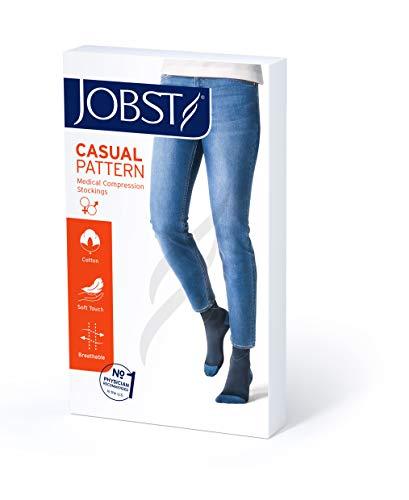 JOBST JOBST Casual Pattern Compression Knee High Socks, Closed Toe, 20-30 mmHg Firm Support for Swollen Legs, Ocean Blue, Size: Large, Regular Length
