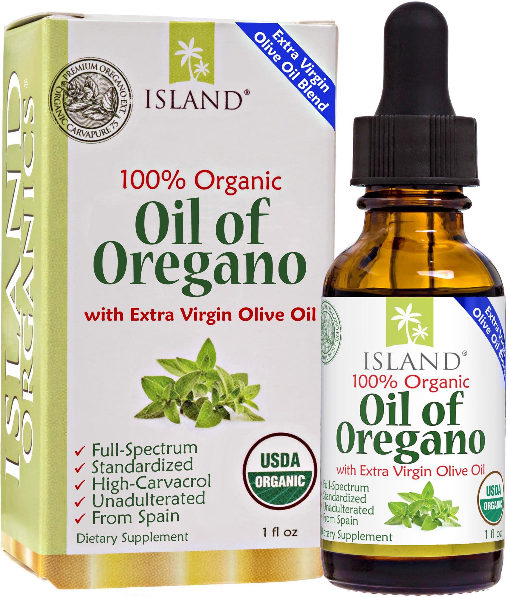 Island Nutrition Island Nutrition, Oil of Oregano Organic Liquid Drops (1 fl oz) - Blend of Organic Oregano Oil & Olive Oil, Grown in Spain