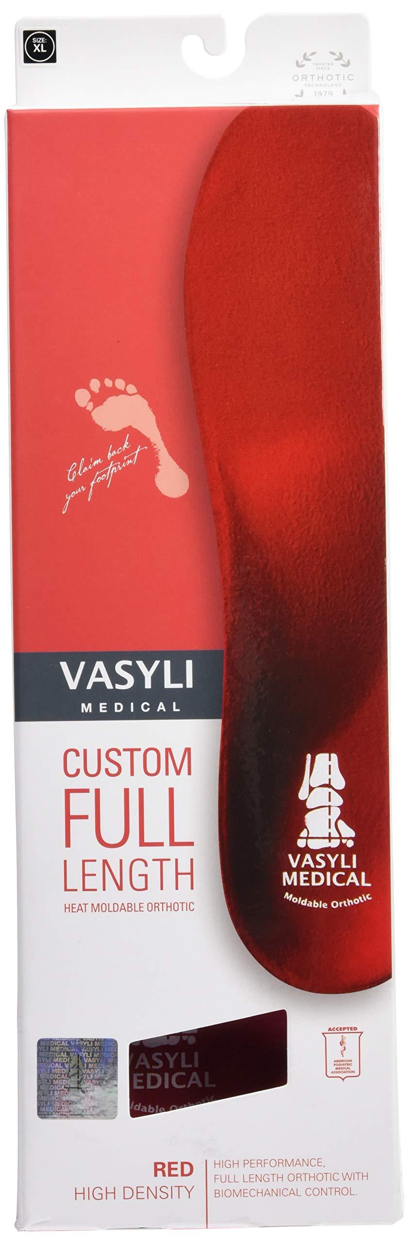 Vasyli Vasyli Custom Full Length Insoles, Red, X-Large, Heel Grid Reduces Slippage, Firm Density, Biomechanical Control, Fast & Effective Pain Relief, Treats Pronation, Built-in Rearfoot Varus Angle -41