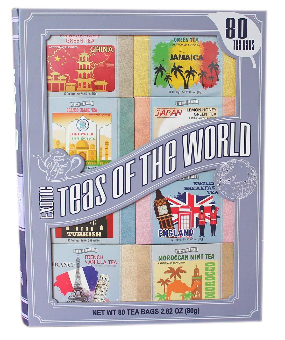 Ceylon Royal Tea Exotic Teas of The World Gift Set, 80 Tea Bags, 8 Different Flavors
