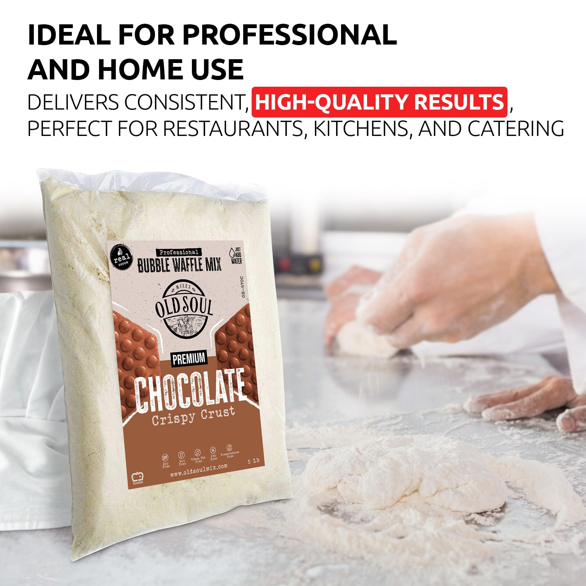 MIXES OLDSOUL OldSoul Professional Bubble Waffle Mix | 30 Lbs | Crispy | Chocolate Flavor | Egg Waffle Mix | 168 Waffles (30 Lbs, Traditional)