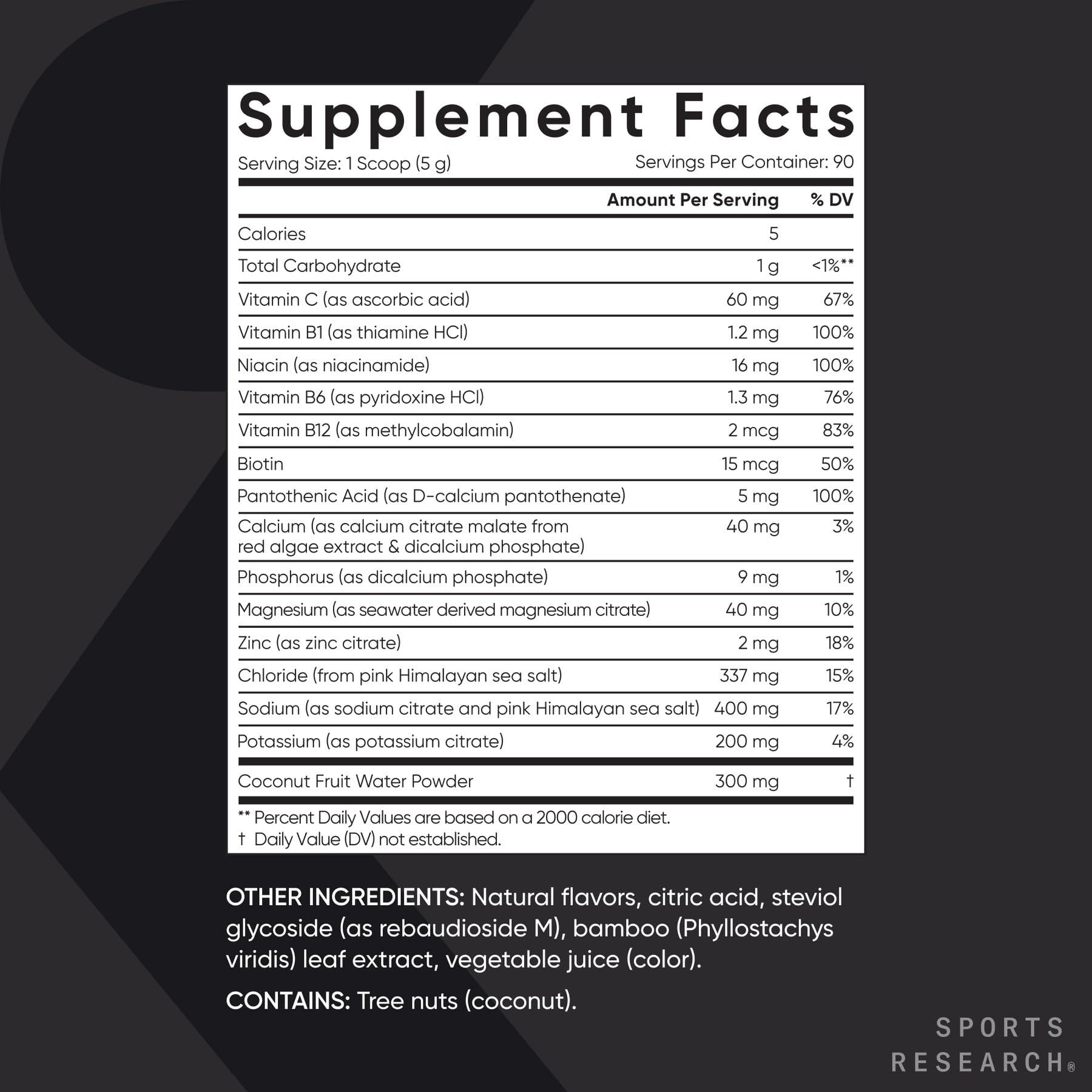 Sports Research Sports Research Hydrate Electrolytes Powder - Sugar-Free & Naturally Flavored with Vitamins, Minerals, and Coconut Water - Supports Hydration - Passion Fruit